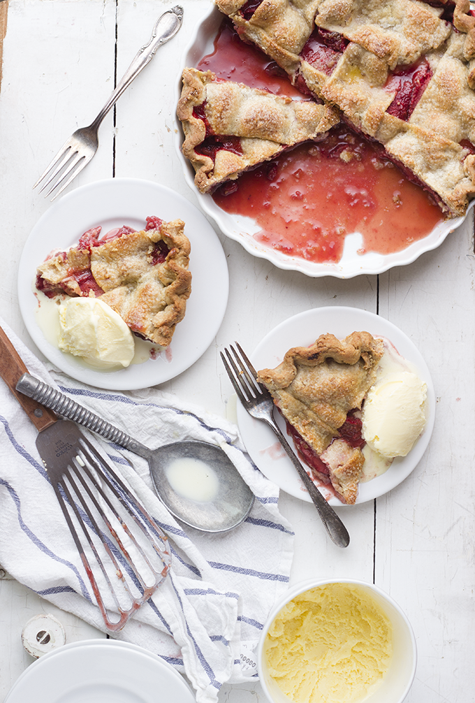 PB&J Pie. Strawberries and cinnamon in a unique peanut butter pie crust. Cool twist on a classic!