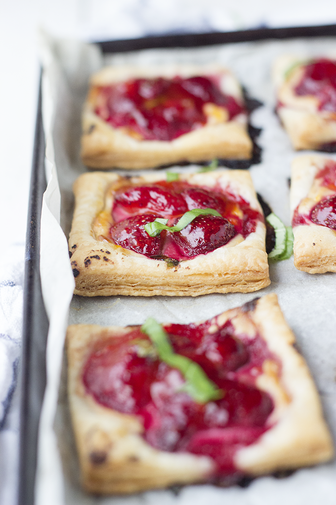 Strawberry Tart with Honey Balsamic Goat Cheese. Easy and impressive party appetizer.