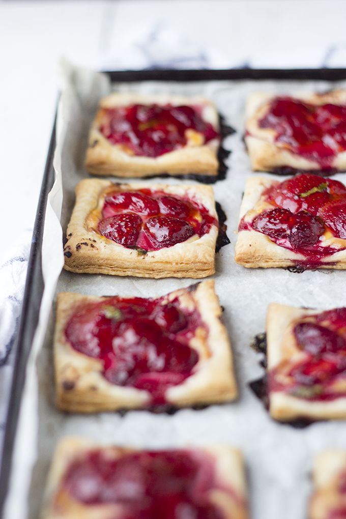 Strawberry Tart with Honey Balsamic Goat Cheese. Easy and impressive party appetizer.