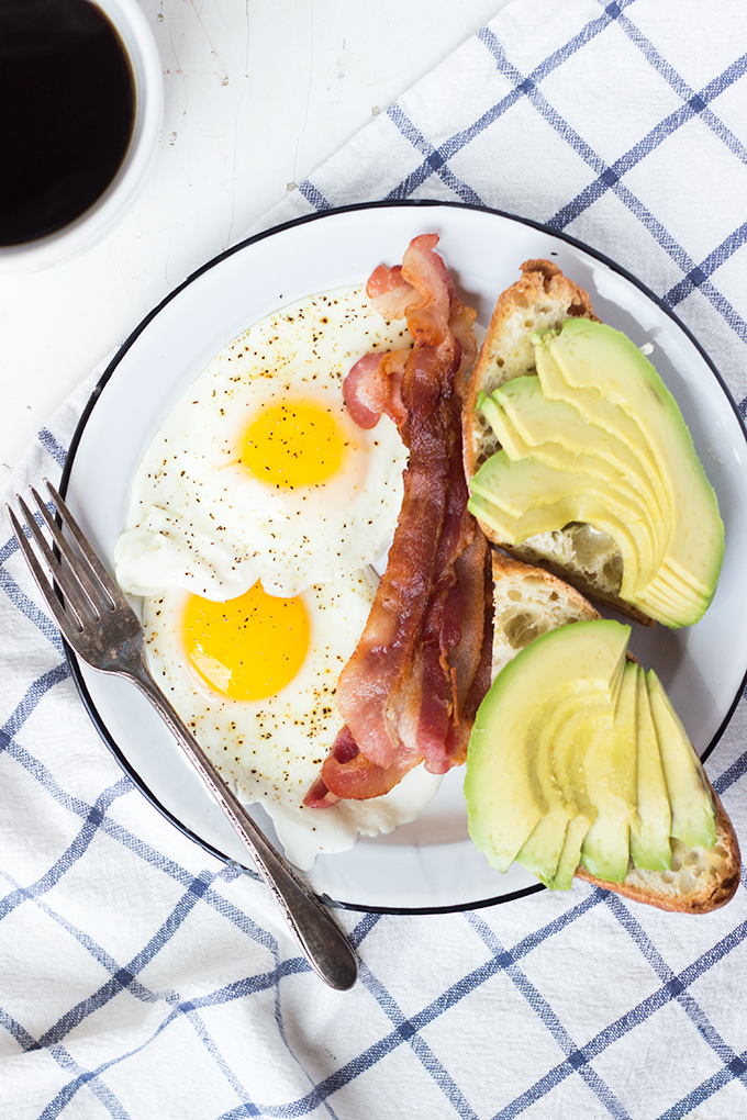 Standard Breakfast: Bacon, Eggs, Avocado Toast