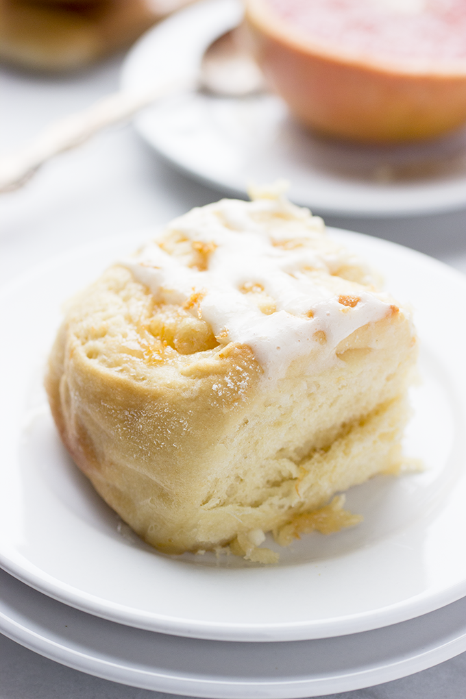 Sticky Grapefruit Rolls with Grapefruit Cream Cheese Glaze. Pillowy soft like a cinnamon roll, but fruitier!